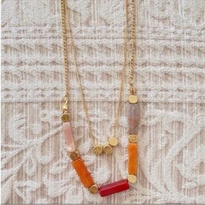 NWT Two Layered Gold and Quartz Necklace